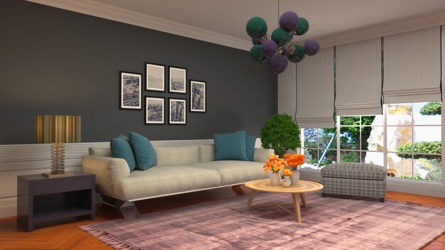 Illustration of the living room interior