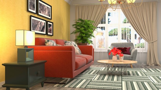 Illustration of the living room interior