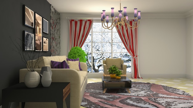 Illustration of the living room interior