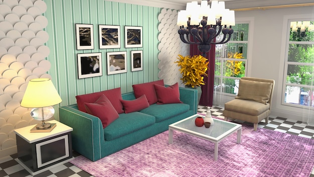 Illustration of the living room interior