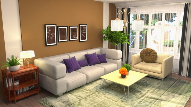 Illustration of the living room interior