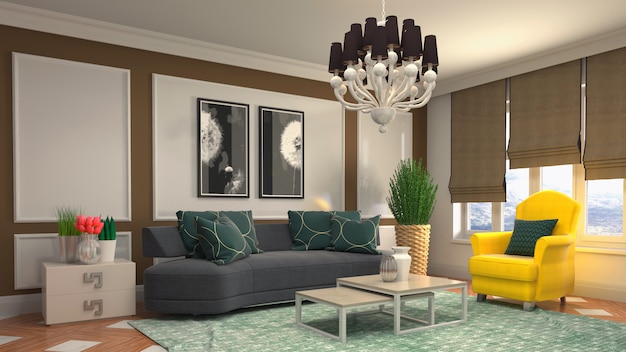 Illustration of the living room interior