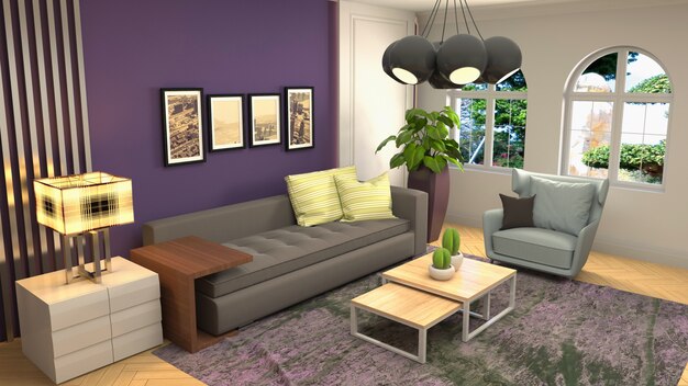 Illustration of the living room interior