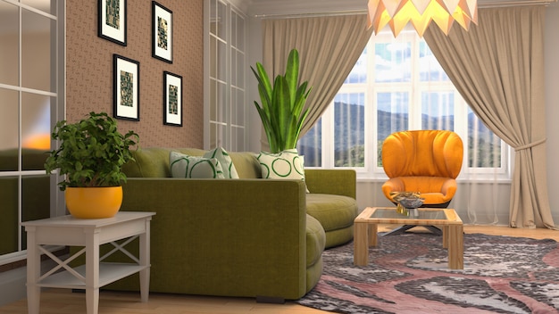 Illustration of the living room interior