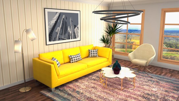 Illustration of the living room interior