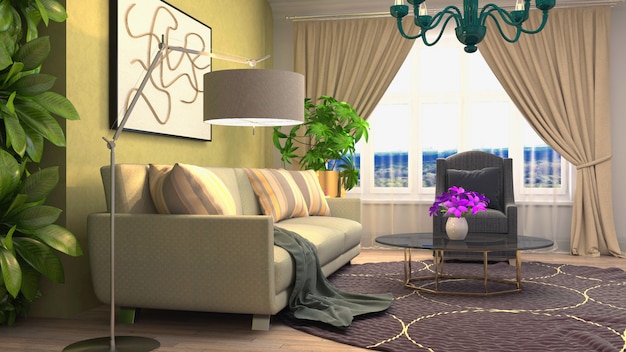 Illustration of the living room interior