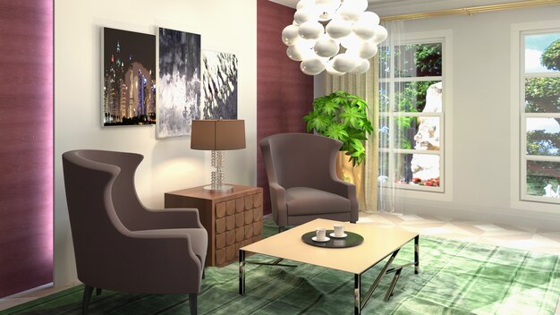 Illustration of the living room interior