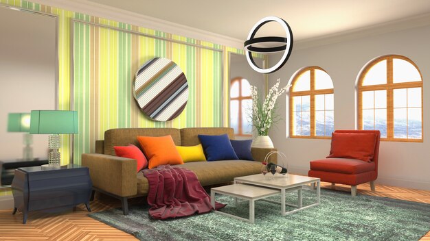 Illustration of the living room interior