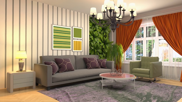 Illustration of the living room interior