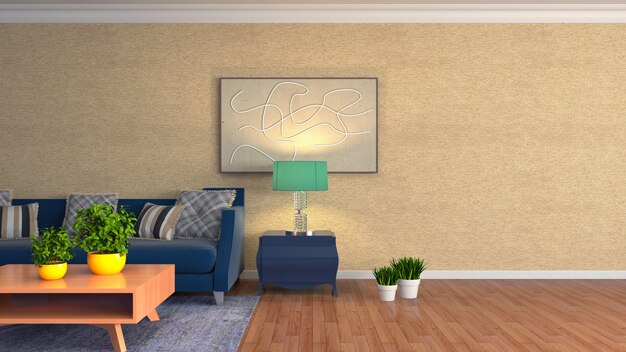 Illustration of the living room interior