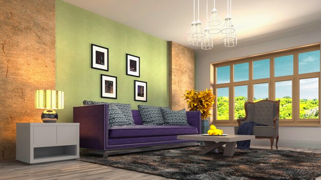 Illustration of the living room interior