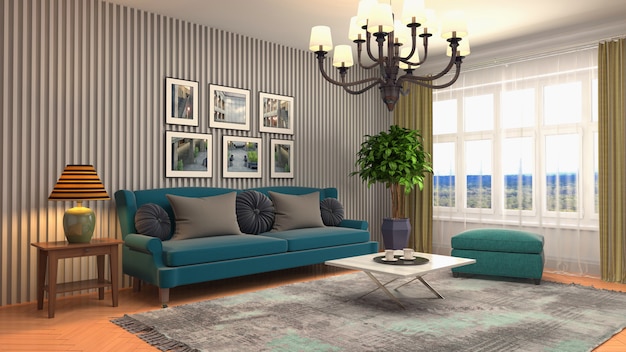 Illustration of the living room interior