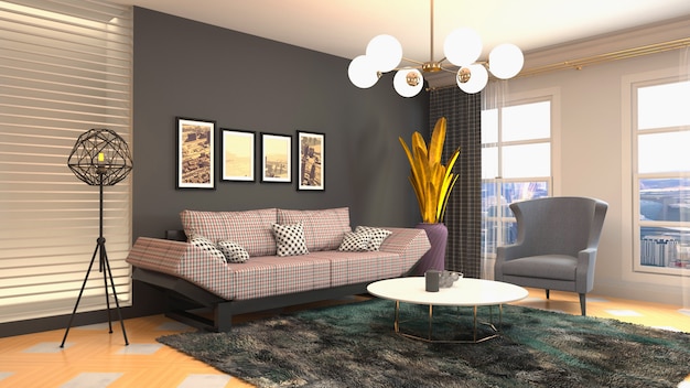 Illustration of the living room interior