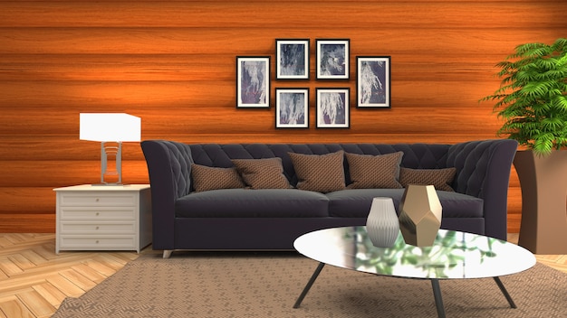 Illustration of the living room interior