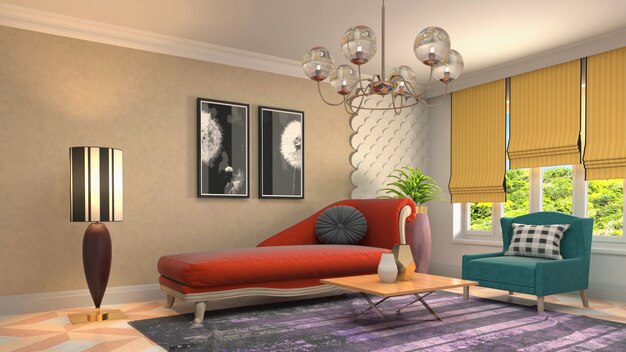 Illustration of the living room interior