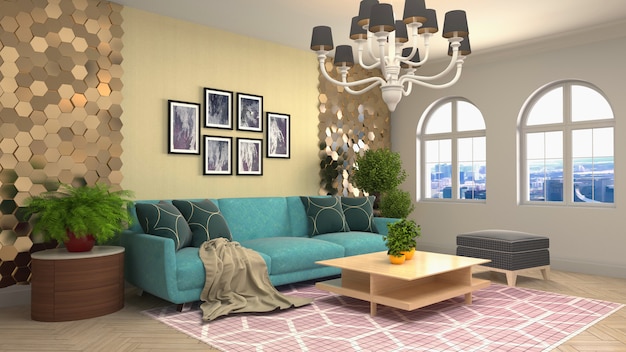 Illustration of the living room interior