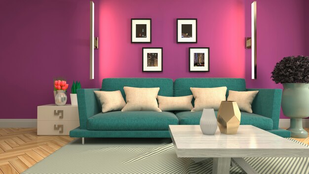 Illustration of the living room interior