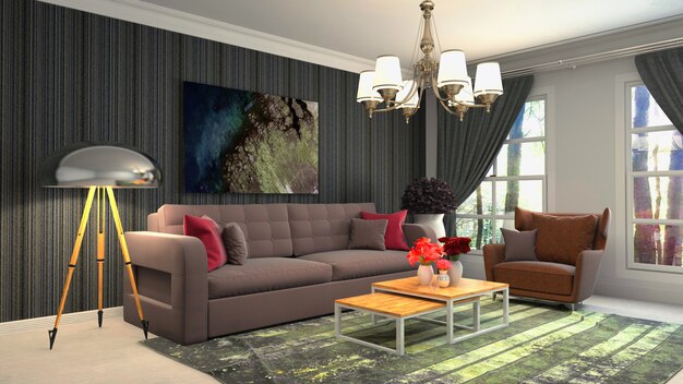 Illustration of the living room interior