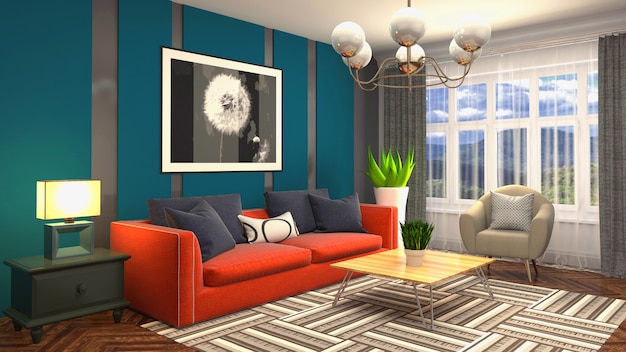 Illustration of the living room interior