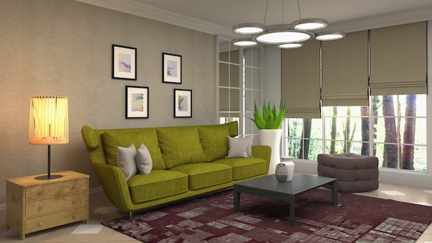 Illustration of the living room interior