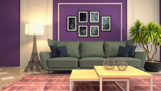 Illustration of the living room interior