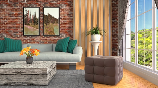 Illustration of the living room interior