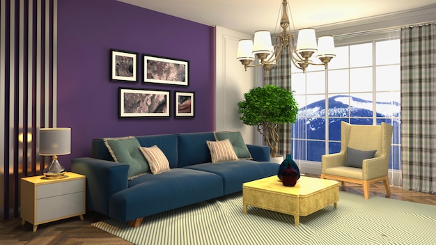 Illustration of the living room interior