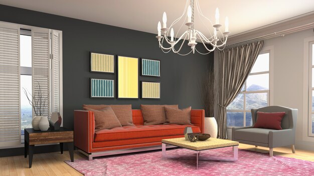 Illustration of the living room interior