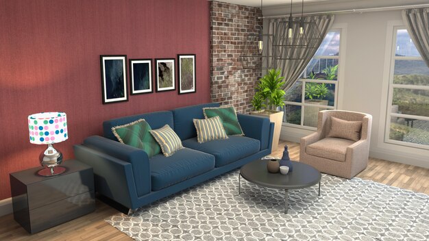 Illustration of the living room interior