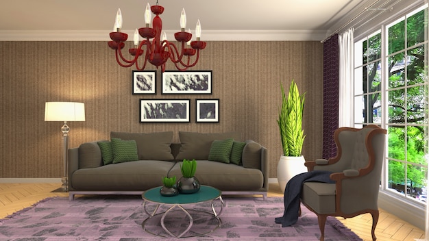 Illustration of the living room interior