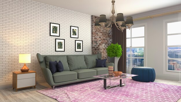 Illustration of the living room interior