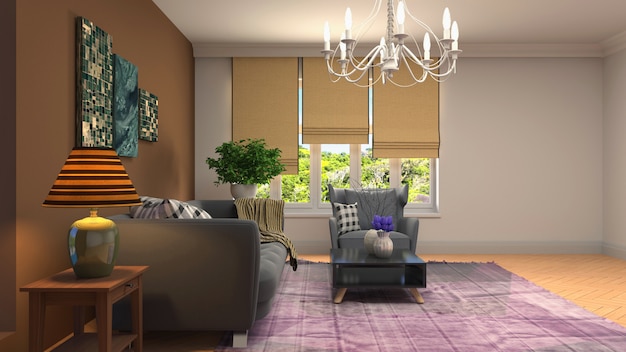 Illustration of the living room interior