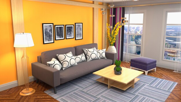 Illustration of the living room interior