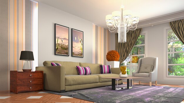 Illustration of the living room interior