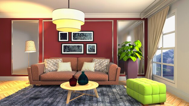 Illustration of the living room interior