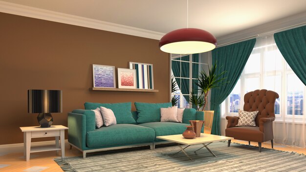 Illustration of the living room interior