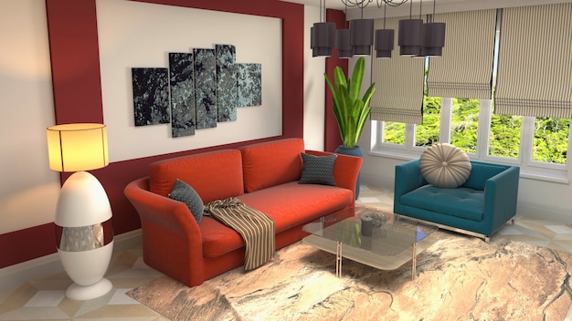 Illustration of the living room interior