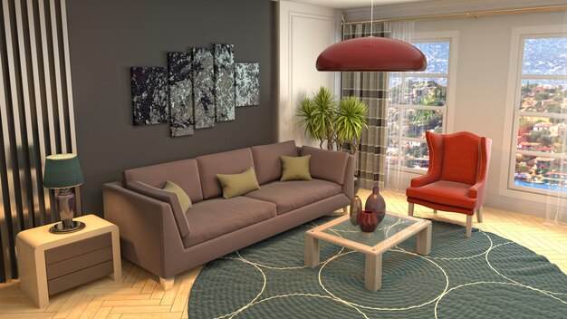 Illustration of the living room interior