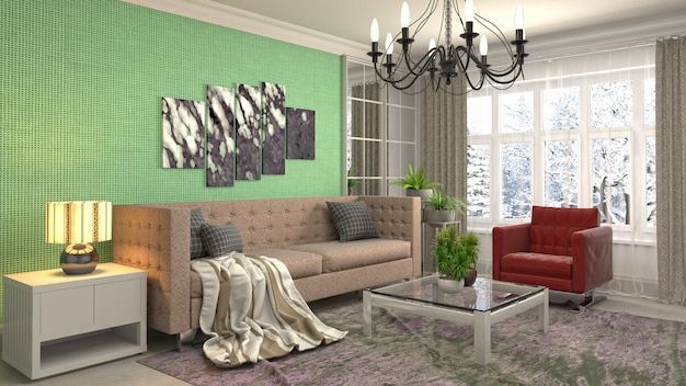 Illustration of the living room interior