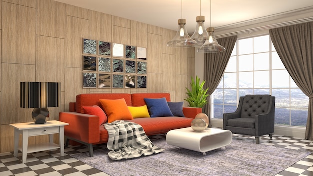 Illustration of the living room interior