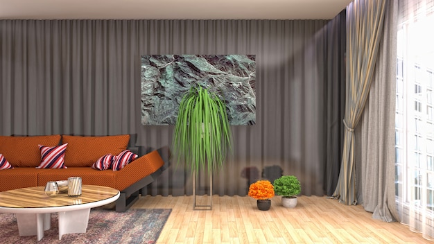 Illustration of the living room interior