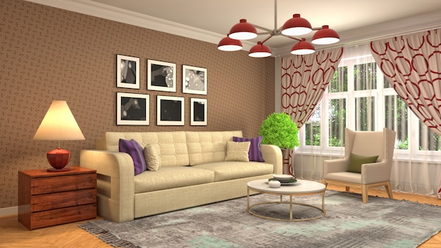 Illustration of the living room interior