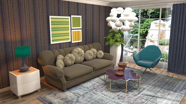 Illustration of the living room interior