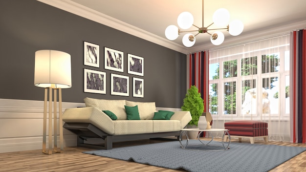 Illustration of the living room interior