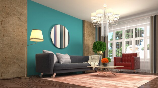 Illustration of the living room interior