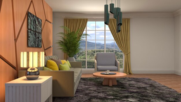 Illustration of the living room interior