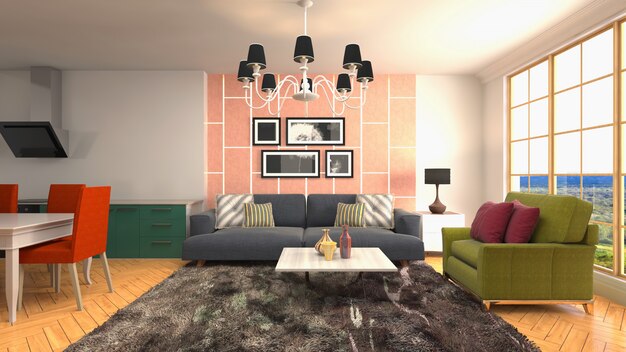 Illustration of the living room interior