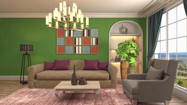 Illustration of the living room interior