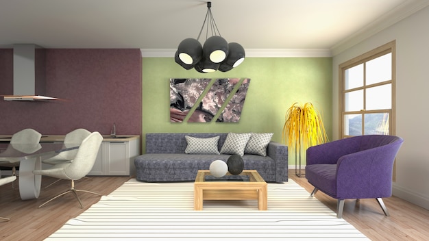 Illustration of the living room interior