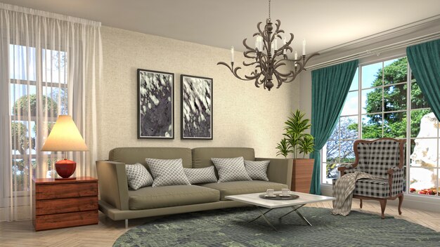 Illustration of the living room interior